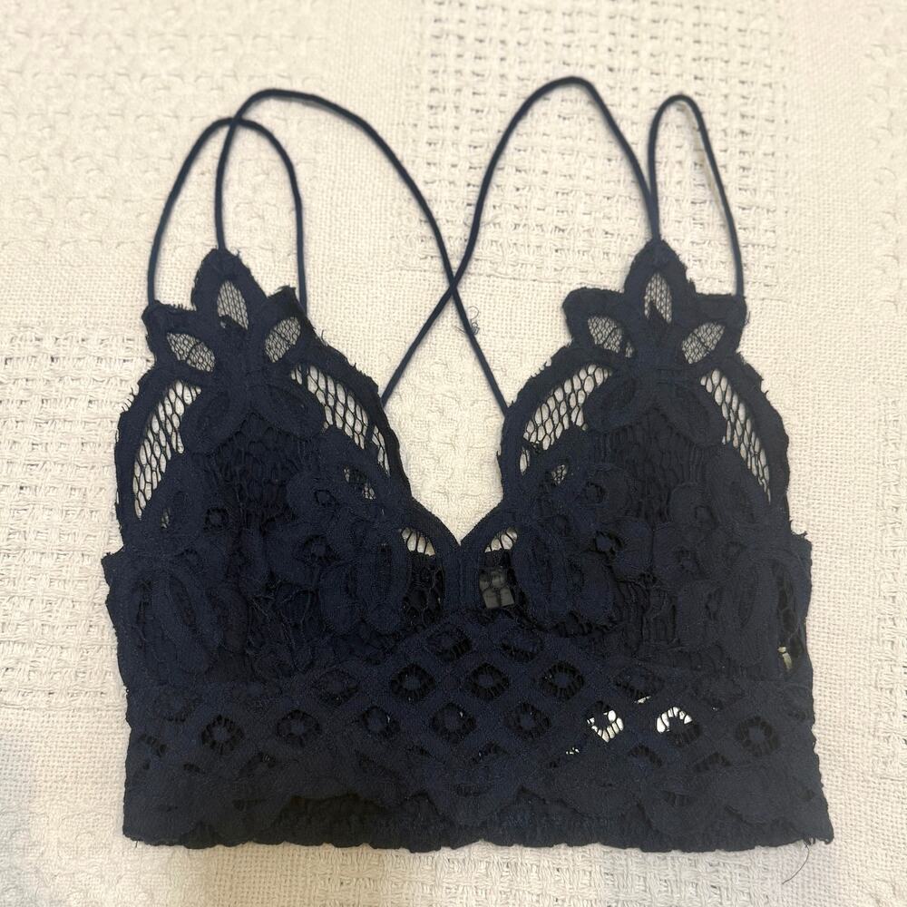Free People XS Adella longline bralette crochet lace BC 3127 - Picture 7 of 8